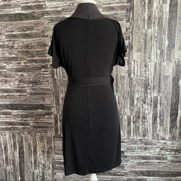 Ali Ro Black side tie casual day to night dress EUC sz. 10 stretchy short sleeve - Picture 4 of 12